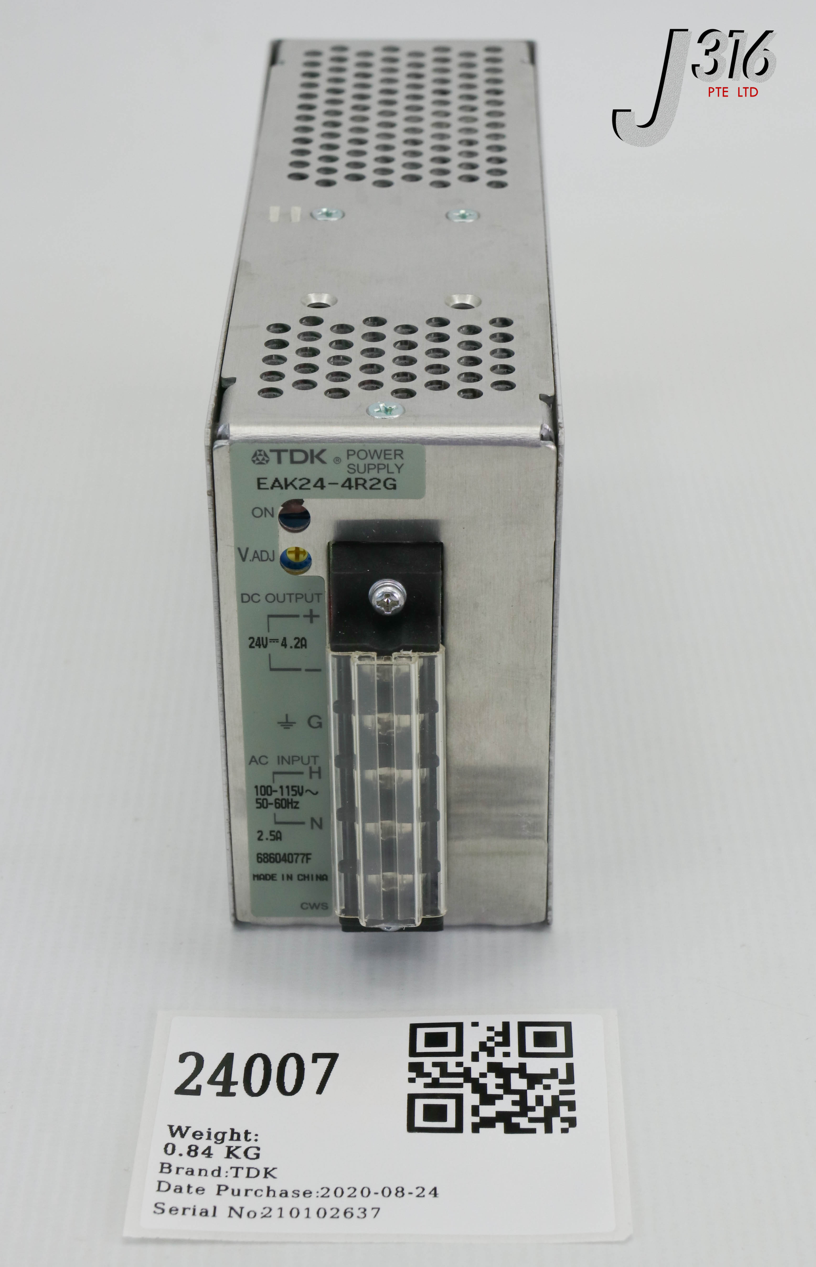 Summer　SALE　④ 24007 TDK POWER SUPPLY, I/P: 100-115V, O/P: 24V (NEW) EAK24-4R2G